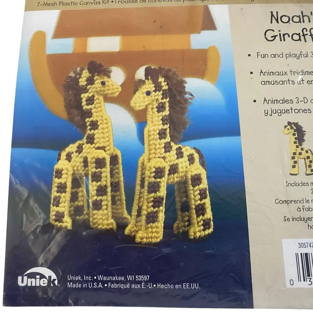 Noah's Arc Giraffes Quick Count Plastic Canvas Needlepoint Kit Zoo Animal SEALED